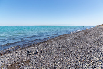 Alakol lake. It is a healing lake in Kazakhstan. Akshi and Kotkuma resorts, Almaty region,...