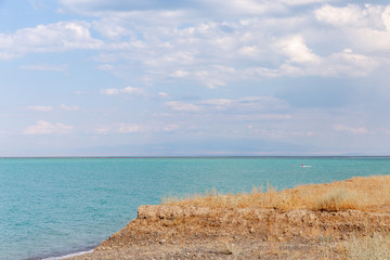 Alakol lake. It is a healing lake in Kazakhstan. Akshi and Kotkuma resorts, Almaty region,...