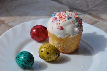 easter cake and eggs