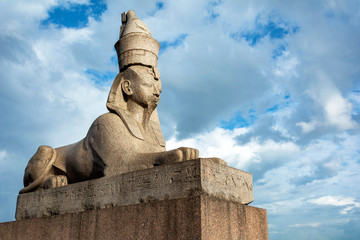 Fototapeta na wymiar Saint Petersburg, ancient Egyptian statue of the Sphinx