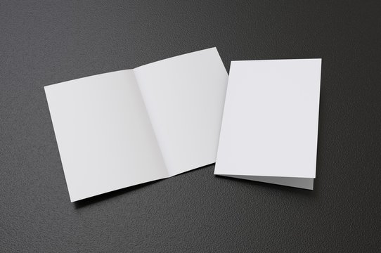 Blank half fold brochure template for mock up and presentation design. 3d render illustration.