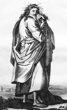 The Thales of Miletus's portrait, a Greek mathematician, astronomer and pre-Socratic philosopher in the old book Seven Greek Sages, by V. Dobrovolskiy, 1829, St. Petersburg