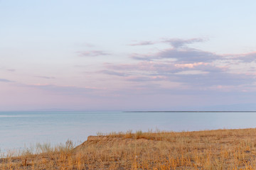 Alakol lake. It is a healing lake in Kazakhstan. Akshi and Kotkuma resorts, Almaty region,...