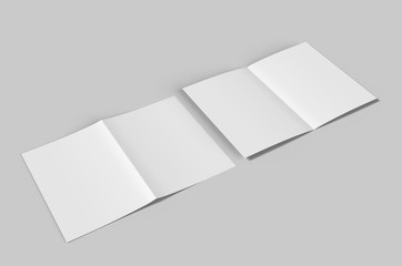 Blank half fold brochure template for mock up and presentation design. 3d render illustration.