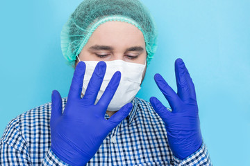 Doctor wear protective mask ands gloves for Coronavirus outbreak or Covid-19, Concept of Covid-19 quarantine