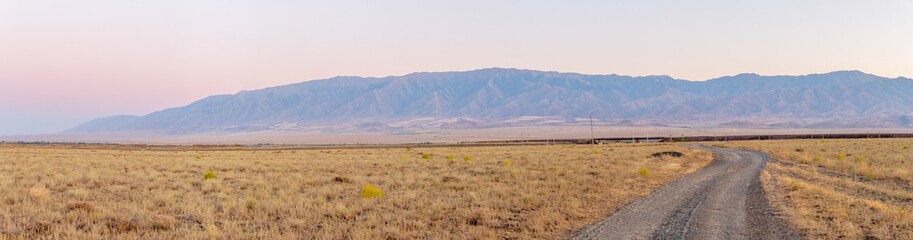 Beautiful mountains near Alakol lake. Alakol lake is a healing lake in Kazakhstan near the border with China. Akshi and Kotkuma resorts, Almaty region, Kazakhstan Republic.
