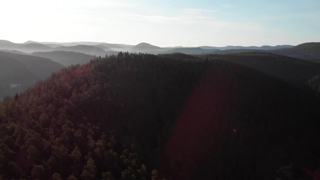 Aerial shot of Dahn located in the Palatine Forest, Germany.
