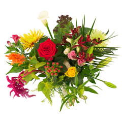 Isolated bouquet of flowers in a vase 