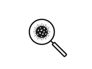 Virus, magnifier icon. Vector illustration, flat design.
