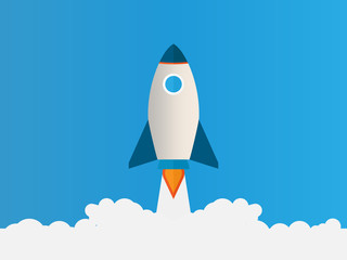 Launch, rocket, startup icon. Vector illustration, flat design.