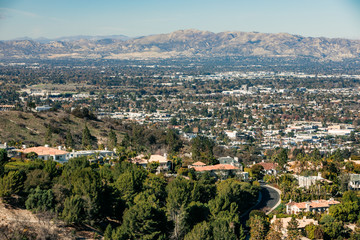aerial view of the city. California. LA. Los Angeles. Mountain. 