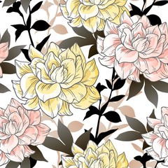 Floral graphic seamless vector illustration.