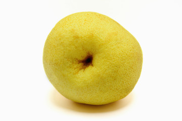 Yellow gold chinese pear on white background.
