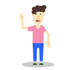 Young man waving hand vector graphics