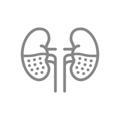 Chronic kidney disease line icon. Human organ for filtering blood, pyelonephritis, renal tuberculosis symbol