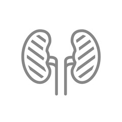 Sore human kidneys line icon. Renal cysts, kidney stones, ureteral stone symbol