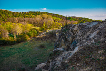 Fototapeta premium Spring trip to nature to quarry in the Czech Republic.