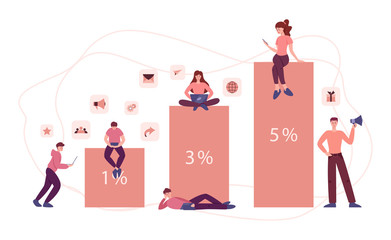 Referral program concept. Idea of referring friends to raise a profit.