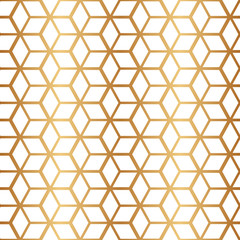 Gold geometric background. Chinese and Japanese style. Traditional oriental seamless pattern. Abstract golden texture. Asian oriental for design prints. Culture motif. Repeat tribal ornament. Vector 