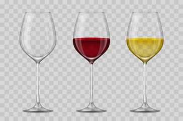 Realistic 3d Detailed Wine Glass Set. Vector