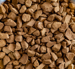 Roasted coffee beans background. Top view. Copy space