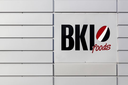 Aarhus, Denmark - November 8, 2015: BKI Foods logo on a wall. Founded in 1960, BKI Foods is a major coffee company in Denmark