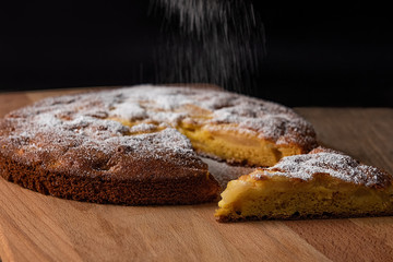 apple cake with icing sugar