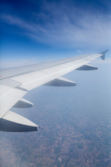 Commerical plane in flight.