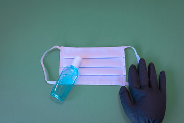 Masque, gant et gel hydroalcoolique pour la protection contre virus, allergie, épidémie et...