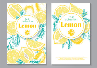 wedding invitation card with hand drawn lemons