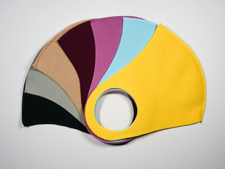Close up, Cloth mask A variety of colors are used for protection against germs and viruses.