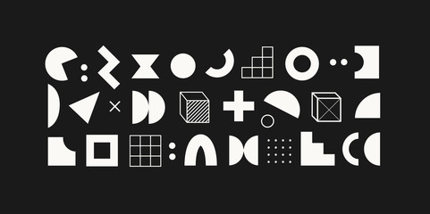 Set of vector geometric shapes and textures. Trendy graphic elements for your unique design.