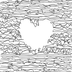 Background with heart made of crumpled lines. Abstract striped vector illustration