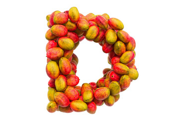Letter D from mangos, 3D rendering