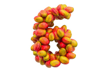 Number 6 from mangos, 3D rendering