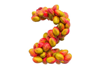 Number 2 from mangos, 3D rendering