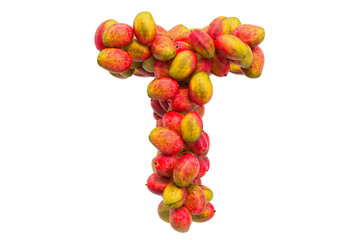 Letter T from mangos, 3D rendering