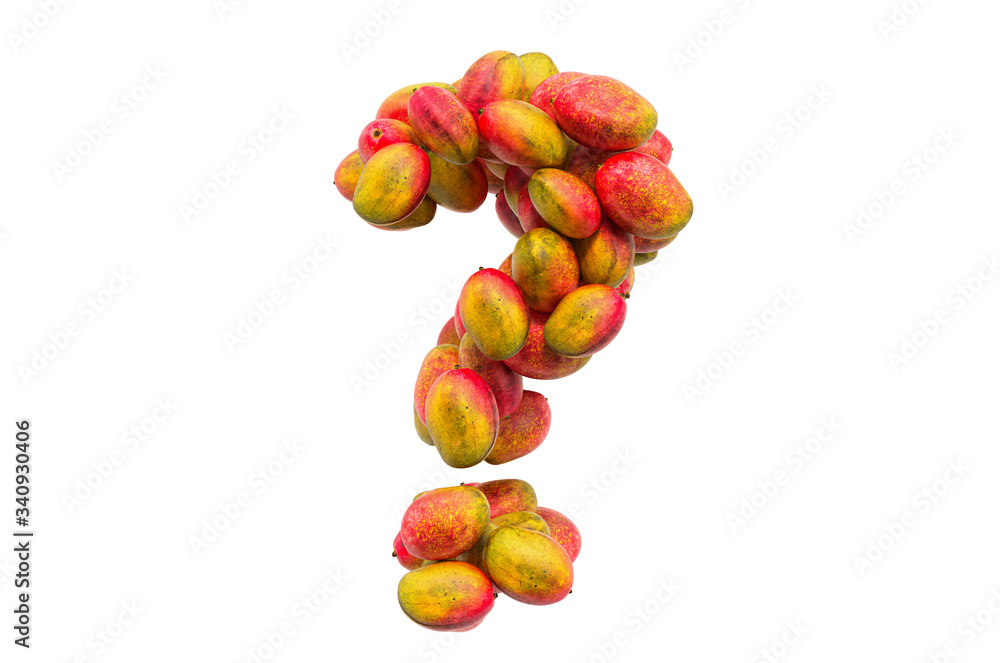 Poster question mark from mangos. 3d rendering
