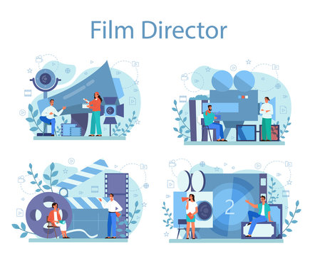 Film Director Concept Illustration Set. Idea Of Creative People