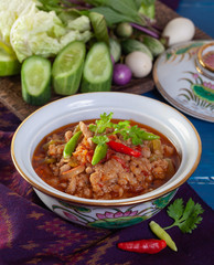 Ong chili paste with vegetable side dishes