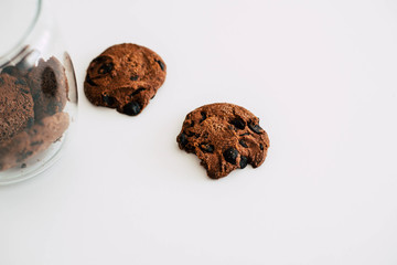 Cookies with chocolate on a white background