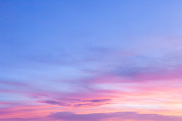 Beautiful sunset sky. Romantic purple pink shades	