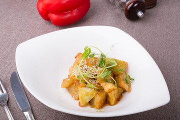 Fried zucchini salad