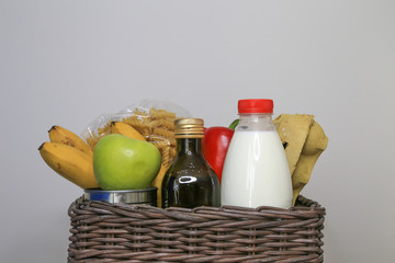 food basket, humanitarian aid, assistance of quarantine volunteers