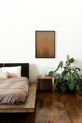 Frame mockup in a bedroom