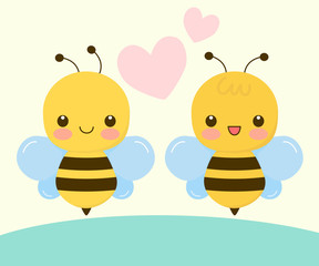 Bees cute cartoon vector illustration.