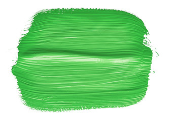 Green chroma brush stroke paiting over isolated background, canvas watercolor texture