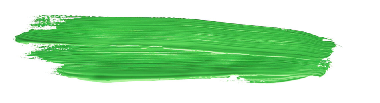 Green chroma brush stroke paiting over isolated background, canvas watercolor texture