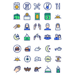 Tukicon Ramadan Filled Outline Icon Set