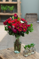 Flower bouquet in a vase in interior